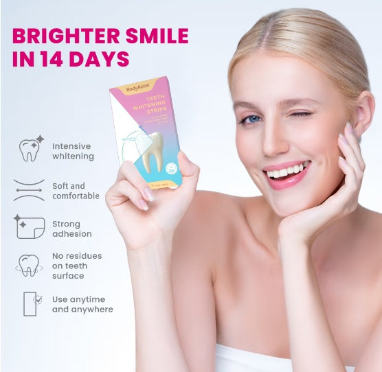 Teeth Whitening Strips - Peroxide-Free, Safe for Sensitive Teeth, Professional Deep Stain Removal