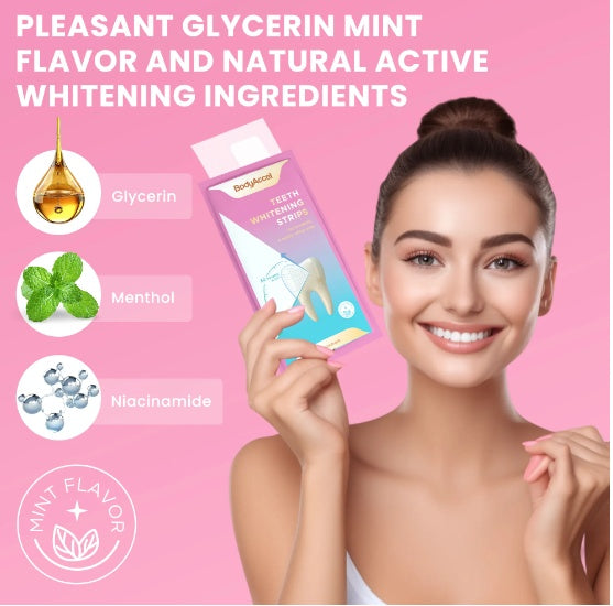 Teeth Whitening Strips - Peroxide-Free, Safe for Sensitive Teeth, Professional Deep Stain Removal