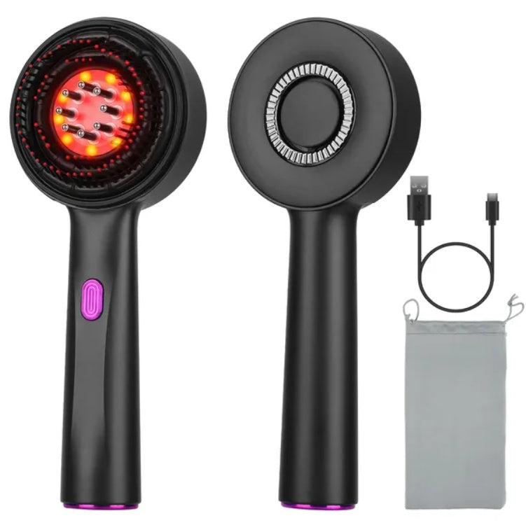 3-in-1-Kopfhautmassagebürste mit Rotlicht – Kabelloser Haaröl-Applikator und Massagekamm, 3 Modi, wiederaufladbar, IPX7-wasserdicht