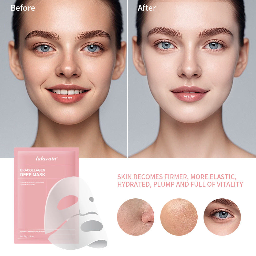 Lakerain Collagen-Gesichtsmasken – Feuchtigkeitsspendende und aufhellende Hydrogel-Nachtmaske (34 g, 4 Stück)