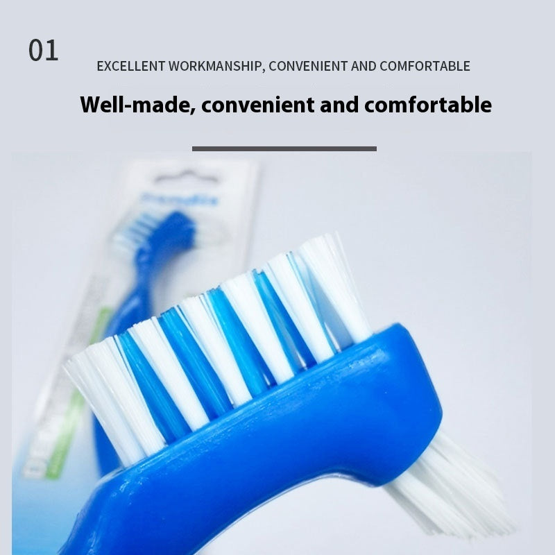 Double-Sided Denture Toothbrush | Orthodontic & Retainer Cleaning Brush