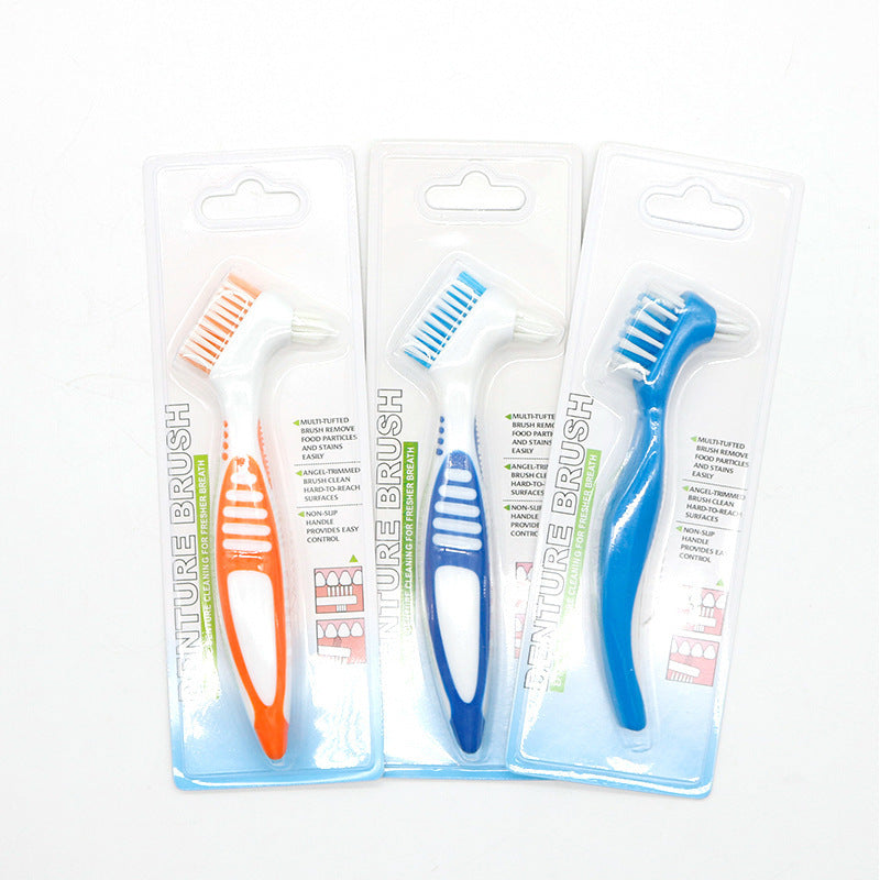 Double-Sided Denture Toothbrush | Orthodontic & Retainer Cleaning Brush