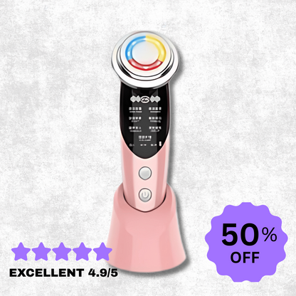 Premium-Importeur für Gesichtsmassage im Haushalt mit doppelseitigem Schrägschnitt-Puff-Set – 7 Modi LED-Therapie
