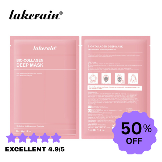 Lakerain Collagen-Gesichtsmasken – Feuchtigkeitsspendende und aufhellende Hydrogel-Nachtmaske (34 g, 4 Stück)
