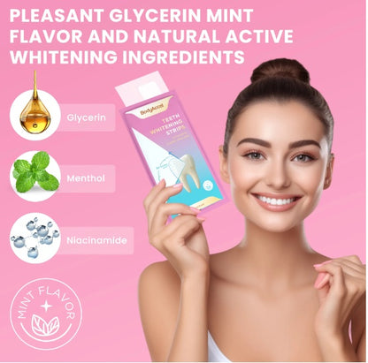 Teeth Whitening Strips - Peroxide-Free, Safe for Sensitive Teeth, Professional Deep Stain Removal