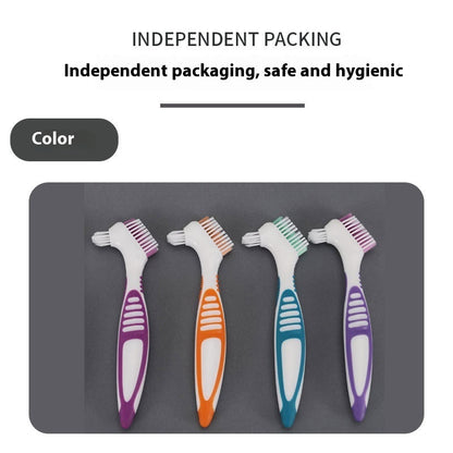 Double-Sided Denture Toothbrush | Orthodontic & Retainer Cleaning Brush