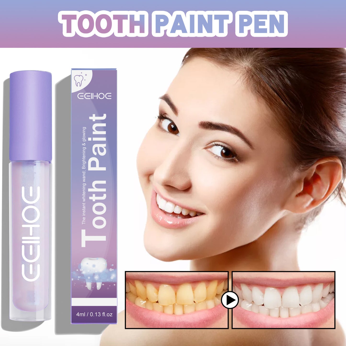 Night Teeth Whitening Pen - Instant Stain Remover for a Brighter Smile | Safe & Gentle Formula