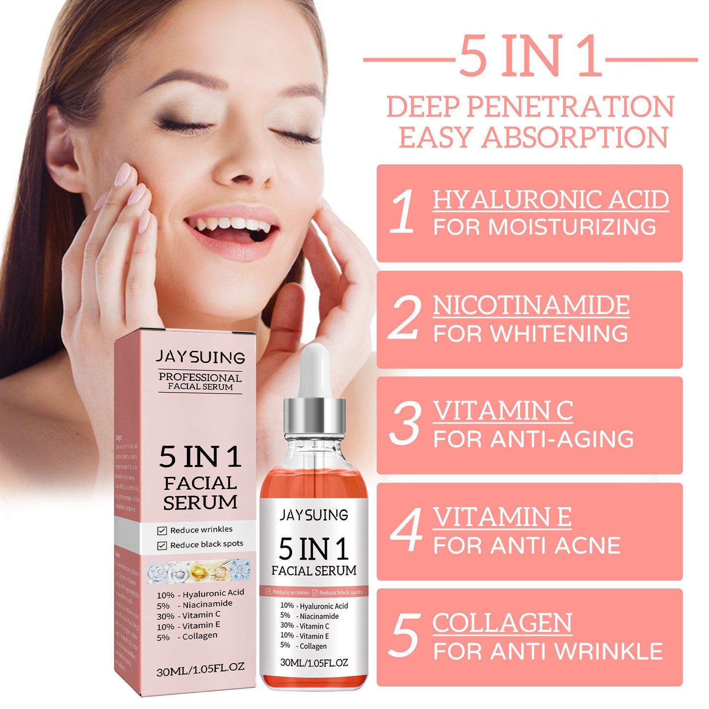 Hydrating 30ml Facial Essence – Anti-Aging, aufhellendes und feuchtigkeitsspendendes Serum